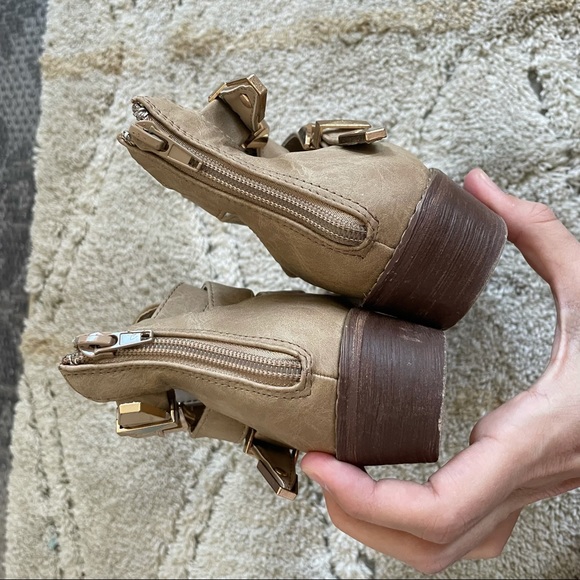 🔴Forever 21 Perforated Cutout Ankle Tan Buckle Booties - Picture 7 of 11